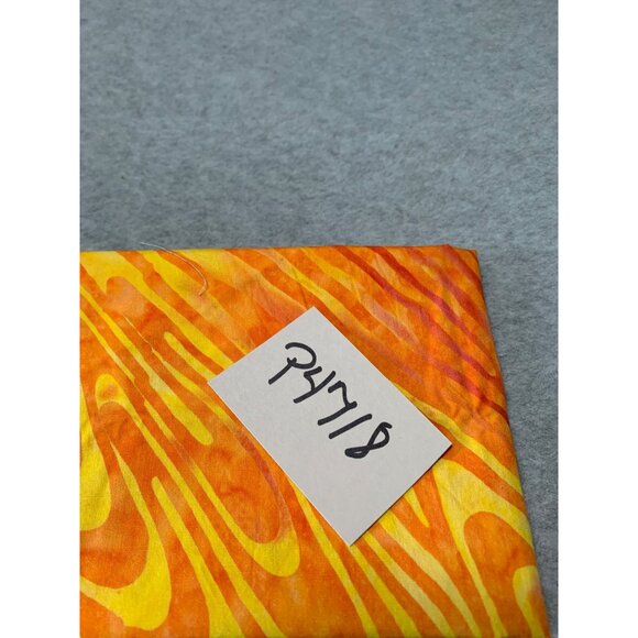 Hand-Dyed Batik Cotton Fabric Fat Quarter Orange Yellow Swirl Pattern - Picture 3 of 3